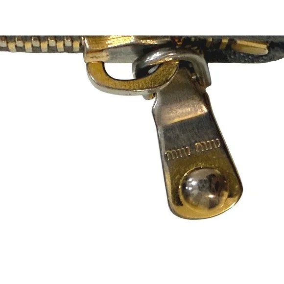 Miu Miu Crocodile Wallet Womens Embossed Leather Zip Around Gray Gold Luxury - Picture 9 of 9